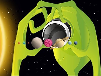 Discovery alien cartoon character green illustration space