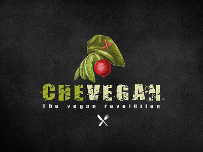Logo design for CheVegan che guevara food logo design radish revolutionary vegan vegetables
