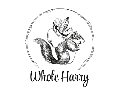 Logo concept for a company selling whole foods food hand drawn healthy illustration natural nuts squirrel whole foods