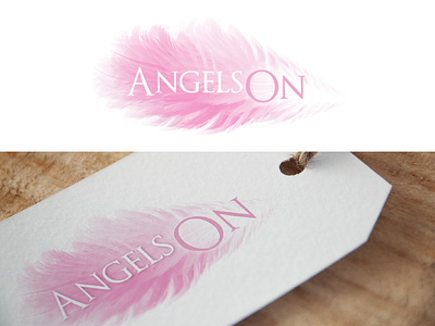 AngelsOn logo design cozy feather logo pajamas pink sleep tender