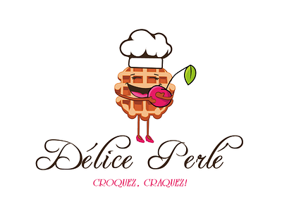 logo concept for a waffle cafe cherry cute food fun illustration logo sweet waffle