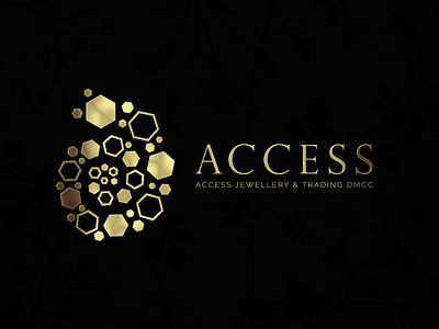 Access Jewellery Logo Design diamonds gold hexagon jewellery logo