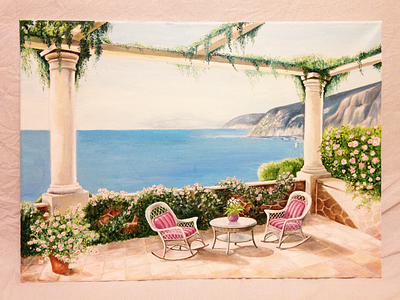 Mediterranean Terrace (Rework) art canvas oil painting