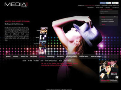 Media One Hotel website graphic design hotel media models web design website