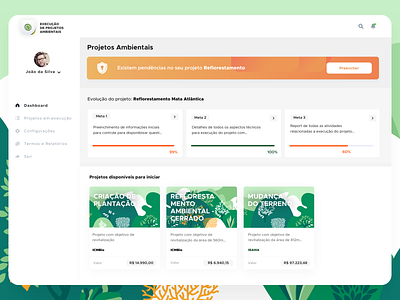 Execução de Projetos Ambientais dashboad dashboard design dashboard ui ibama jungle ui uidesign uiux web web design