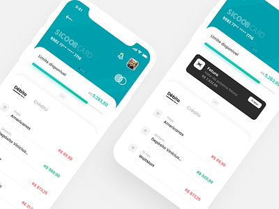 Cartão Sicoobcard app card design dashboad dashboard ui design interface mobile ui ui ui design wallet