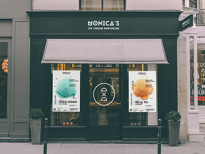 Monica's Ice Cream Emporium branding facade graphic design ice cream logo overwatch pattern poster visual