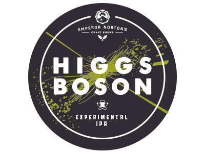 Higgs Boson Label 2 color beer label logo