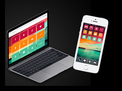 Custom iPhone and Chrome theme browser colorful design flat flat design icons iphone mac shortcuts theme