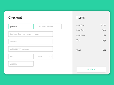 Checkout Page - Daily UI #002 checkout credit card form dailyui dailyui 002 payment form ui ux