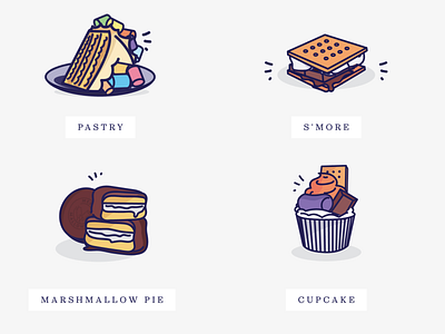 Illustrations for Messy Mallows branding cake cake shop cupcake icons illustration marshmallow smore yummy