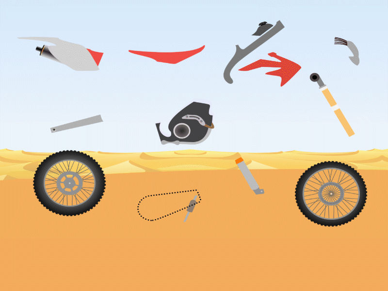 Motocrosser in action 2d 3d animation desert design gif graphic illustration illustrator motocross motor