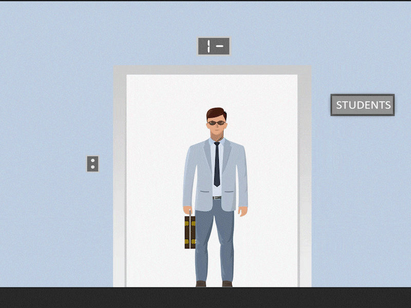 Businessman in a lift 2d animation blue businessman design director gif graphic illustration illustrator lift