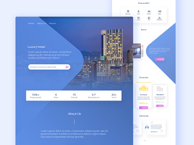 Luxury hotel template design graphic interface landing layout modern page ui ux web