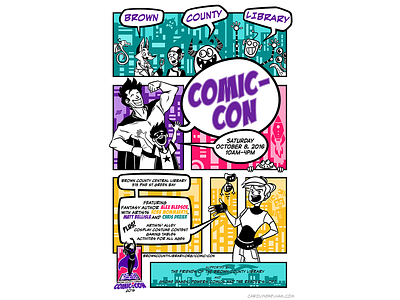 Brown County Library Comic-Con Poster graphic design illustration monster poster superhero
