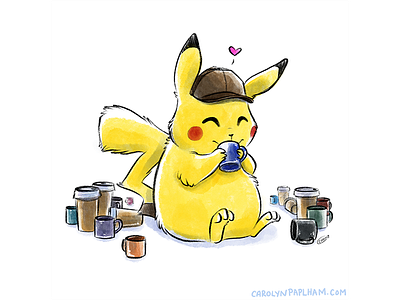 Coffee Break coffee coffee break detective detective pikachu fanart illustration pikachu pokemon sketch