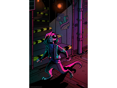 Ghost Walk comic project detective future ghost illustration mystery neon neon noir otter