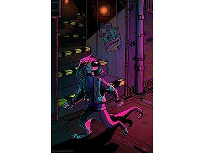 Ghost Walk comic project detective future ghost illustration mystery neon neon noir otter