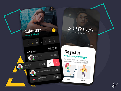 Aurum | Fitness App belgium coach design figma fitness illustration ui ux
