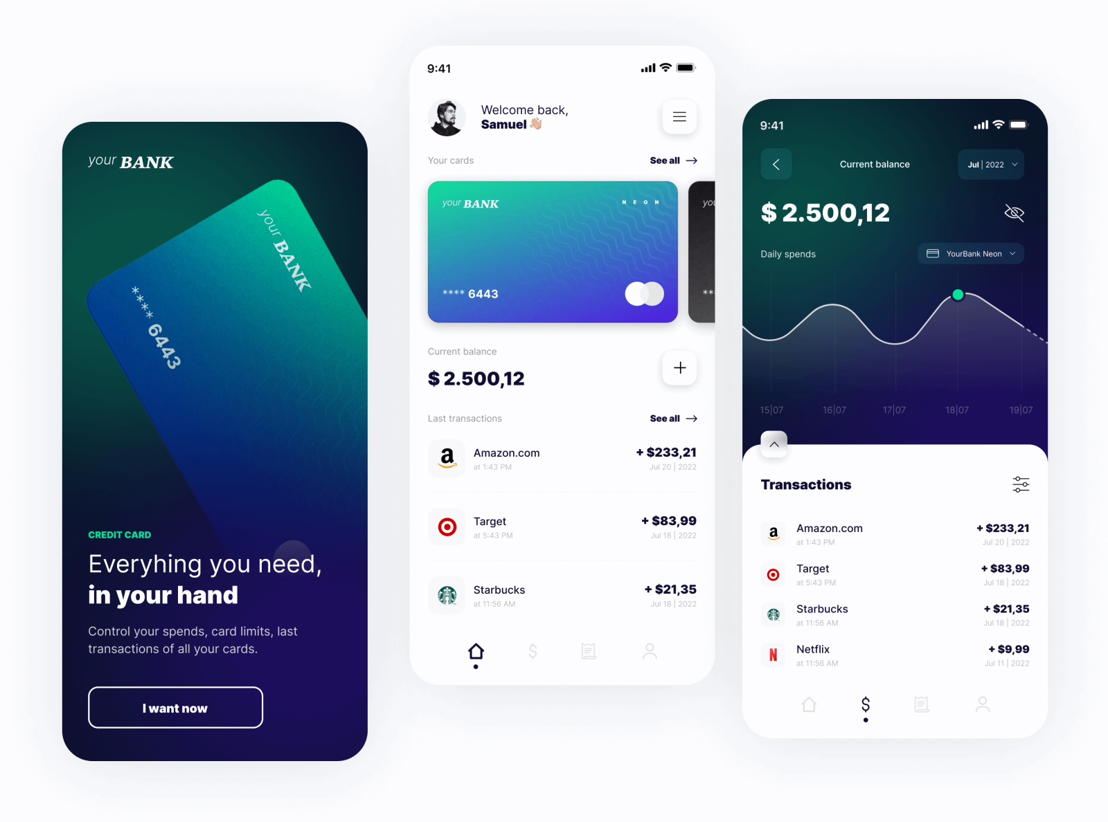 Wallet App UI by Samuel on Dribbble