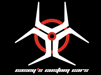 Casey's Custom Cars black cars gears logo radioactive red white
