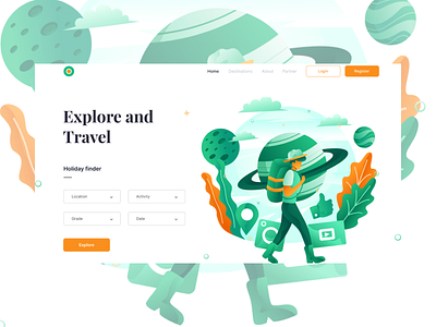 Travel Your Dreams Landing-Page app branding design graphic design icon illustration illustrator landing typography ui ux web