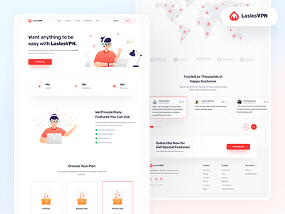 Lasles VPN Landing page app best design best shot best shots branding business clean design graphic design illustration illustrator landingpage typography ui ux web website