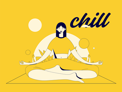 Chill artwork chill chilling cover creative flat girl illustration nature postition yellow yoga
