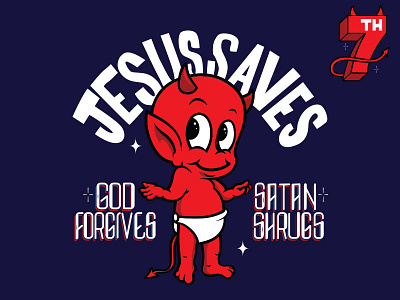 Jesus saves Concept hand drawn hot stuff illustrator the seventh letter