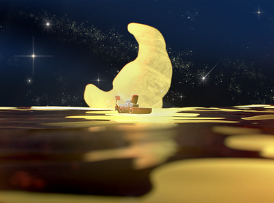 Croissant Moon backery concept croissant game illustration night ship