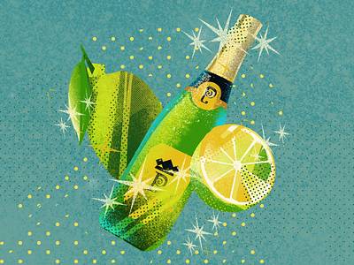 Lemon and Champagne champagne cheers cool design dink fest icecream illustration lemon new year