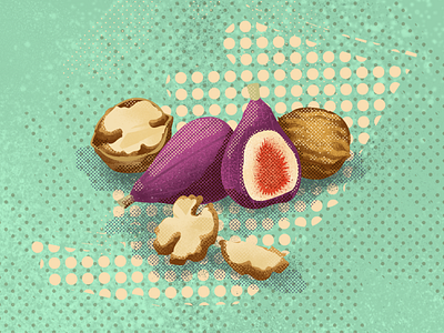 Figs and Walnuts design figma fruit halftone icecream illustration walnut