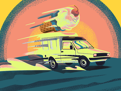 Ice Cream Delivery car cherry delivery fast furious icecream ilustration market