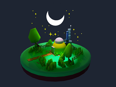 Sweet Home 3d art cool illustration low poly moon star
