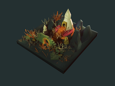 Temple 3dmodel asset game art illustration low poly mistery temple video game