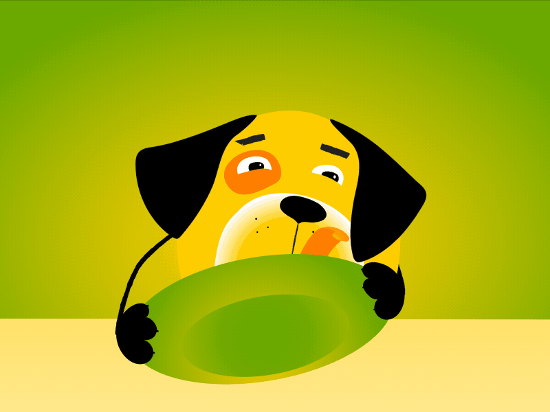Dinner time 2d animation after effects animation bright colors character cute dogs dinner dogs eating food illustration illustrator meet mograph motion design motion graphics pug