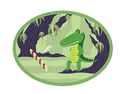 The gate keeper alligator bird crocodile green illustration illustrator swamps