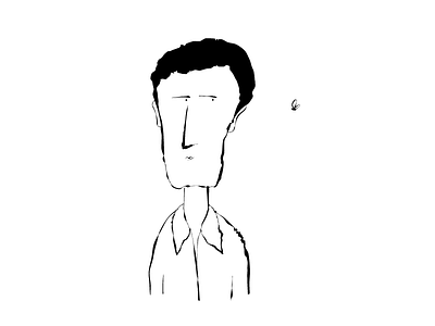 Suspicious Man black and white character fly illustration illustrator line man