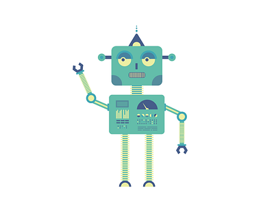 Silly Robot character flat design illustration illustrator robot