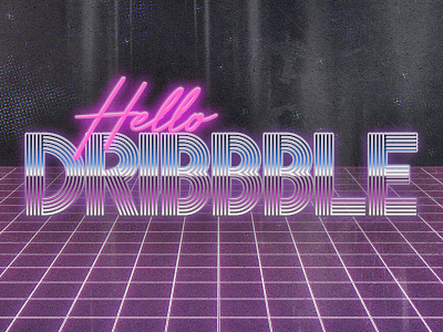 Hey Dribbble People! 1980s debut gradient grid hip nostalgia retro
