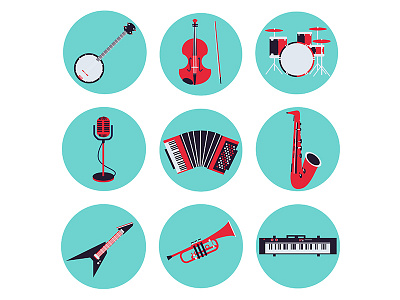 Instruments Vector Icons Set icons instruments music vectors