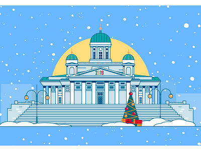 Christmas Helsinki - 2 adobe illustrator architechture christmas church desigh finland helsinki illustration illustrator vector art winter