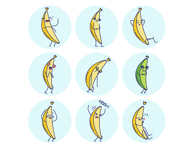 Bananas Sticker Set adobe illustrator bananas design emotions illustration sticker set vector art