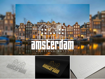 Amsterdam branding hotel logo rooms vector