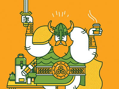Vikings + Coffee = Self Service (2 of 3) art direction bright coffee fun help center illustration self service viking zendesk