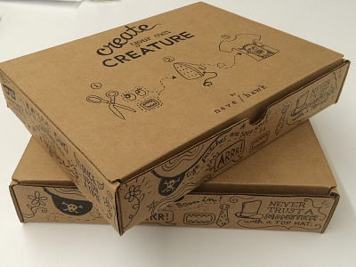 prototyping box box identity illustration neve hawk packaging pen and ink