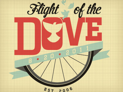Flight of the Dove benefit bike ride cycling logo seal typography vintage