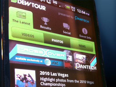 Real View android dew tour droid mobile pantech ui