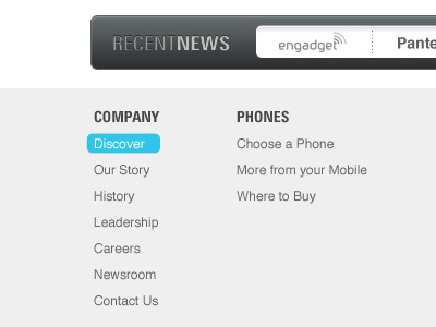 Footer & News typography ui