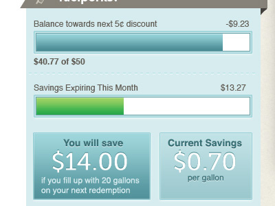 Fuel Savings information ui